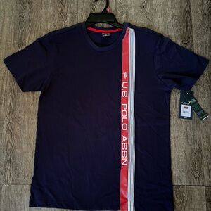 U.S. Polo Assn. Men's Dark Blue Tee with Red Stripe
